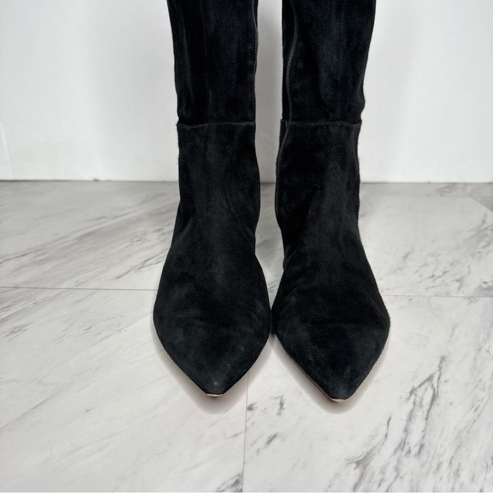 Schutz Pointy Toe Black Suede Kitten Heel Tall Boot 8 1/2 B - Picture 11 of 15